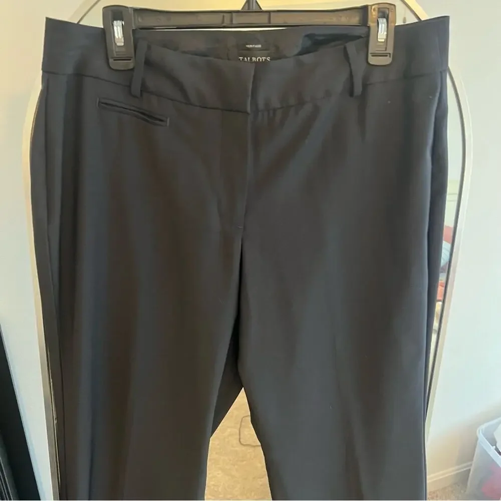 Talbots Women 14P Petite Wool Blend Wide Leg Career Navy Heritage Dress Pants - Picture 12 of 14